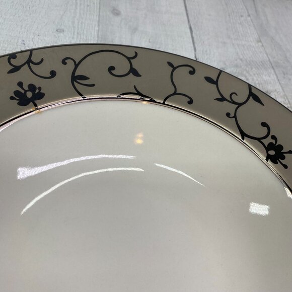 PTS International B Smith W Style FIORI Gray Rim Black Leaves 9" Bowls Set of 4 - Picture 13 of 16